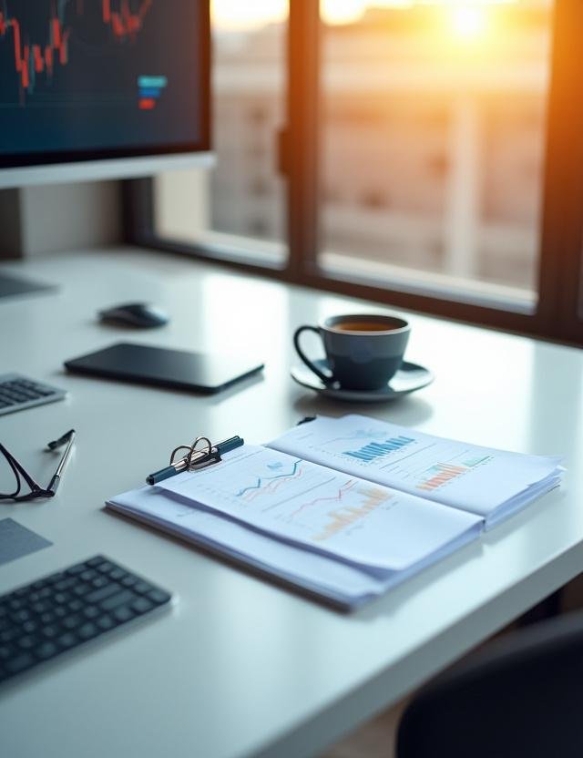 Modern financial analyst workspace with multiple monitors